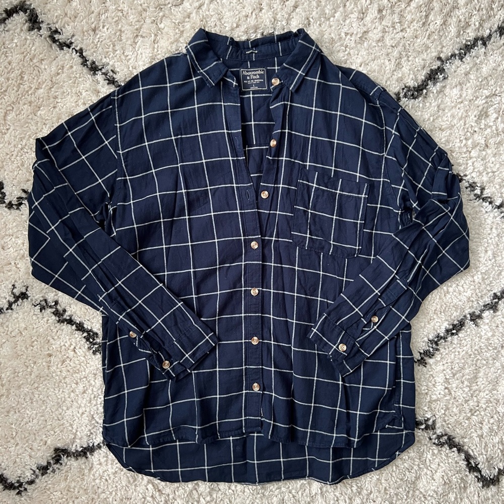 Abercrombie Window Pane Button Up Flannel Shirt